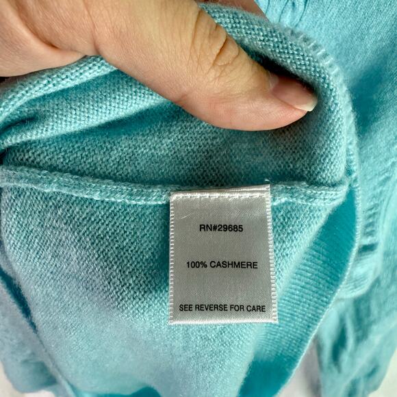 Pendleton Women's XL (Fits Sz Large) Baby Blue Cashmere Cable Knit Front Sweater - Picture 4 of 8